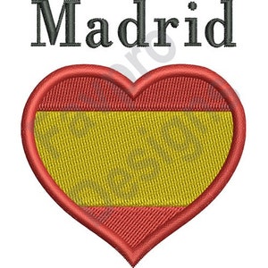 Spain Flag Heart Madrid - Machine Embroidery Design