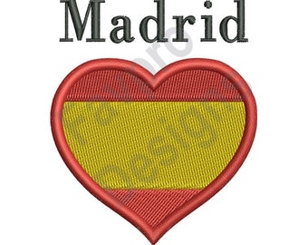 Spain Flag Heart Madrid - Machine Embroidery Design