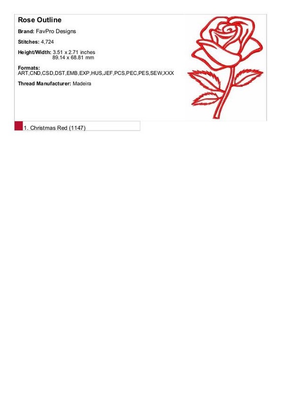 Rose Outline - Machine Embroidery Design - Etsy