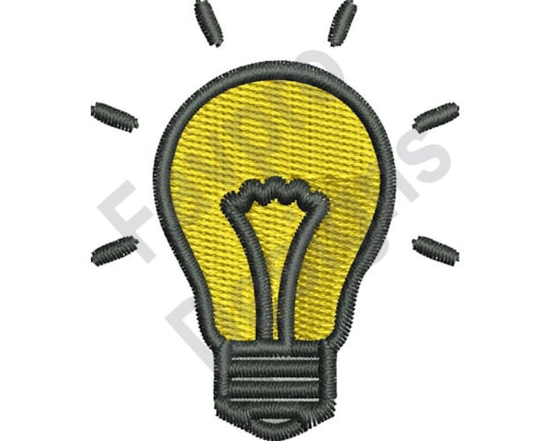 Light Bulb Machine Embroidery Design Etsy