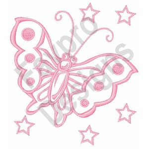 Butterfly & Stars - Machine Embroidery Design