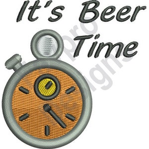 May include: A gray and orange stopwatch with the text "It's Beer Time" above it.