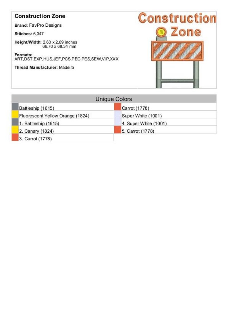 Construction Zone - Machine Embroidery Design image 2