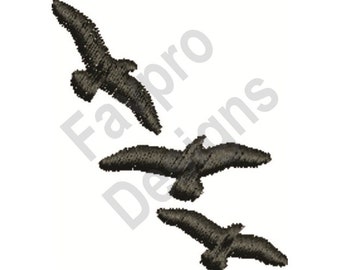 Tres pájaros negros - diseño de máquina del bordado