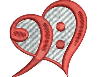 Bass Clef Heart - Machine Embroidery Design