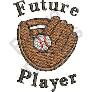 May include: Embroidered design of a baseball glove catching a baseball with the text "Future Player" above and below the glove.