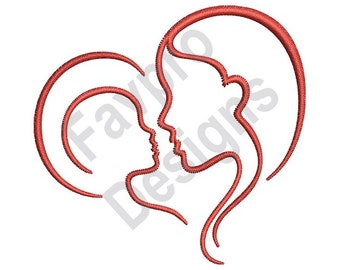 Mother And Child Heart - Machine Embroidery Design