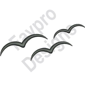 Silhueta de aves marinhas - desenho de bordado à máquina