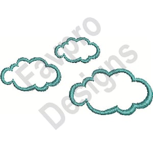 Peut inclure: Trois nuages bleu turquoise dans un style cartoon simple. Les nuages sont soulignés d'une nuance de bleu plus foncée.