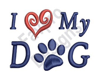 Pata de perro amor - diseño de máquina del bordado