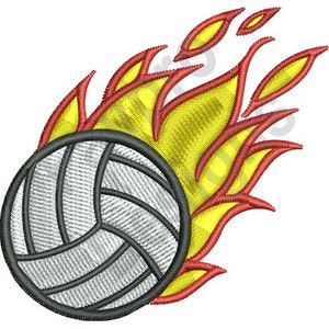 Flaming Volleyball - Machine Embroidery Design