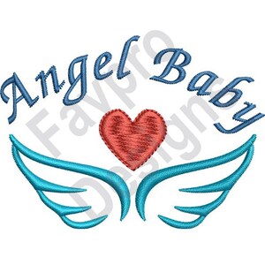 Engel baby hart vleugels - machineborduurwerk ontwerpen