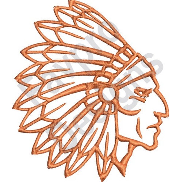 Indian Head Outline - Machine Embroidery Design