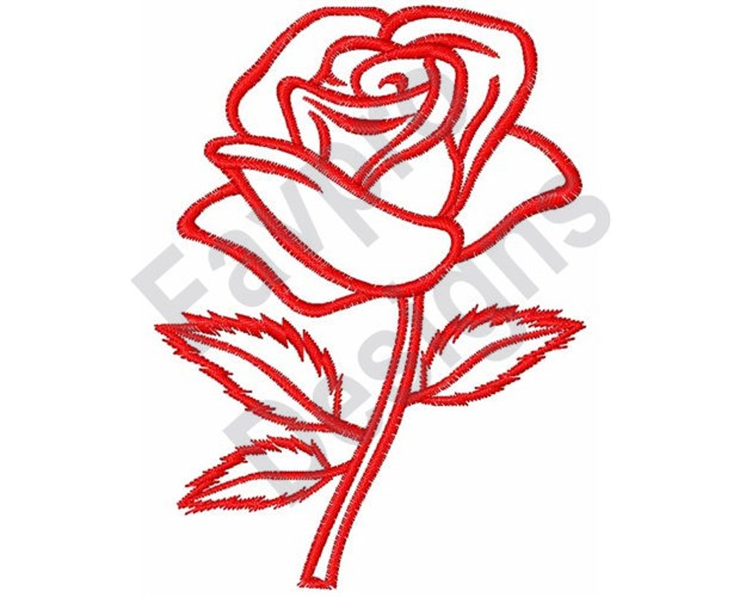 ROSEページ Rose Outline - Machine Embroidery Design - Etsy