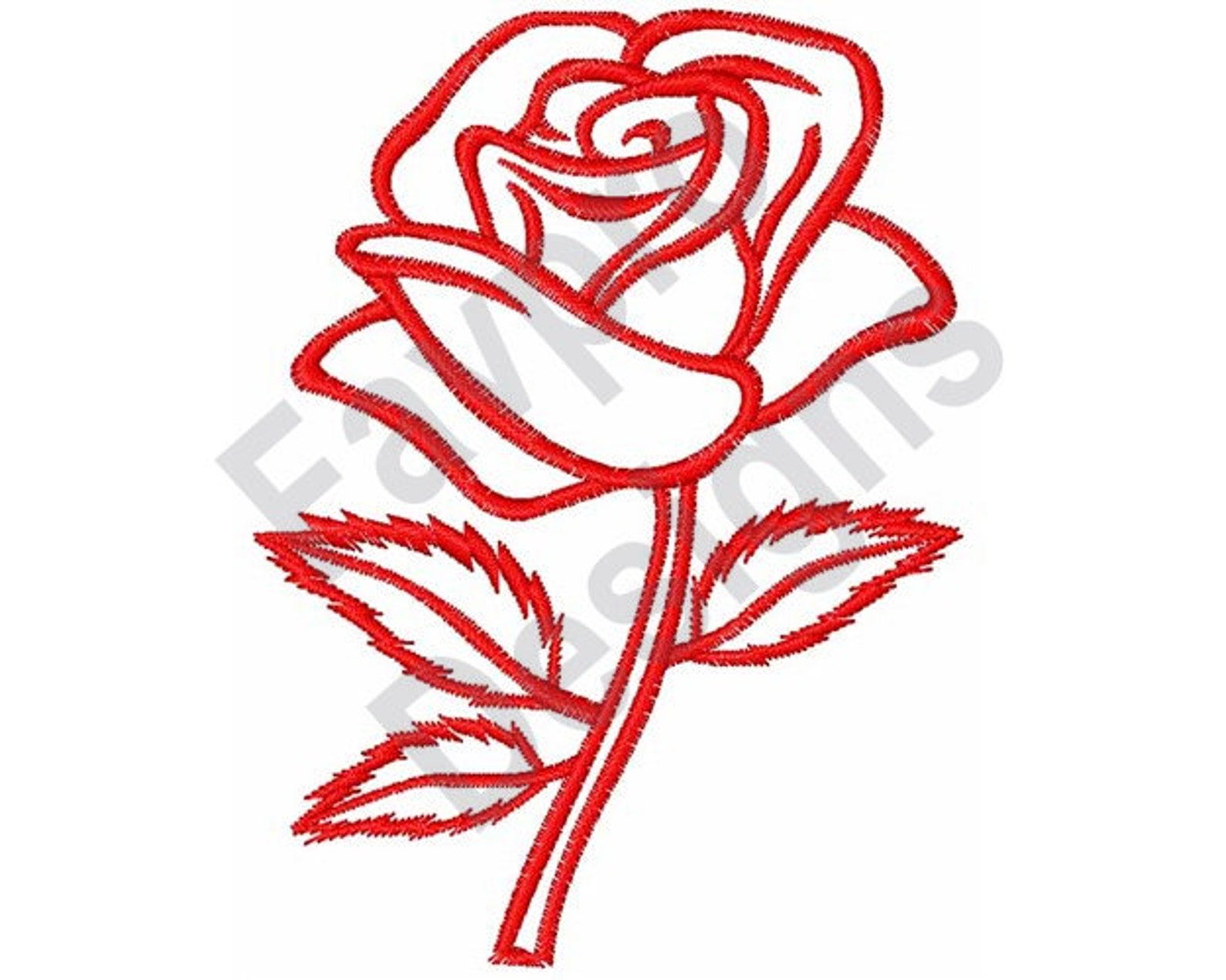 Rose Outline Machine Embroidery Design Etsy