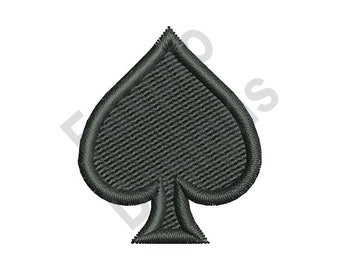 May include: A black embroidered spade playing card symbol.