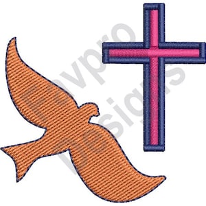 Dove And Cross - Machine Embroidery Design