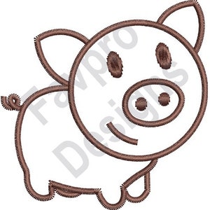 Cute Pig Outline - Machine Embroidery Design