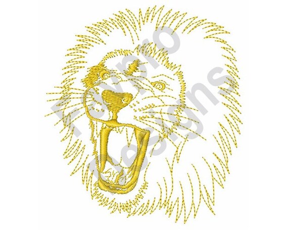 Roaring Lion Face Embroidery Design Lion Head Embroidery Design Digital File Animal Embroidery Design 4x4 Roaring Lion Embroidery Design