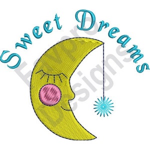 Sweet Dreams Crescent Moon - Machine Embroidery Design