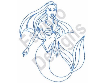 Mermaid Outline - Machine Embroidery Design