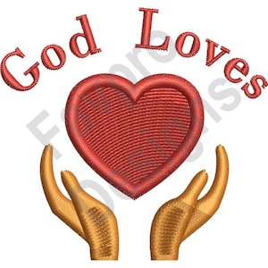 God Loves - Machine Embroidery Design