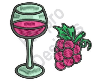 Copa de vino de uvas - diseño de máquina del bordado