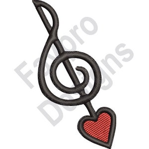 Treble Clef Heart - Machine Embroidery Design