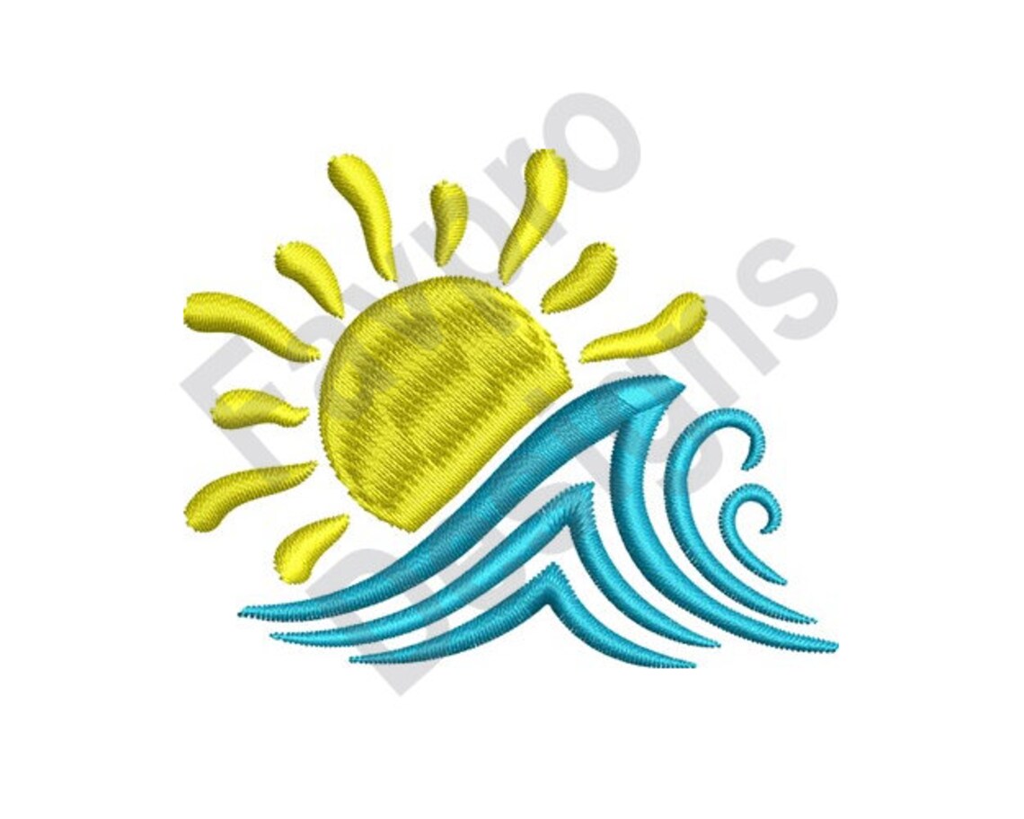 Sun & Wave Machine Embroidery Design Etsy