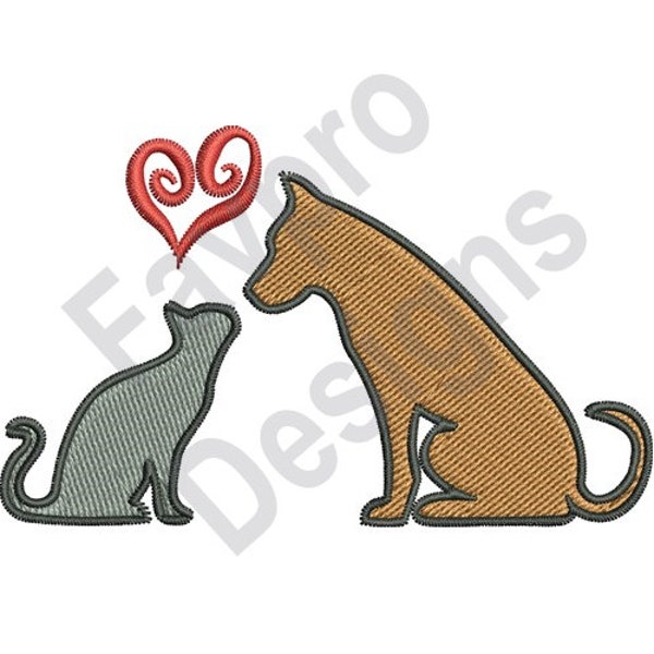 Cat And Dog - Machine Embroidery Design