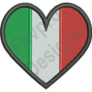 Flag Of Italy Heart - Machine Embroidery Design