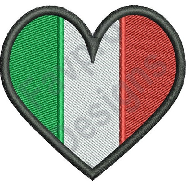 Flag Of Italy Heart - Machine Embroidery Design