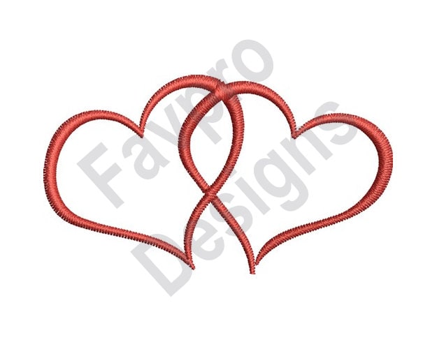 Two Double Heart Embroidery Design File Instant Download