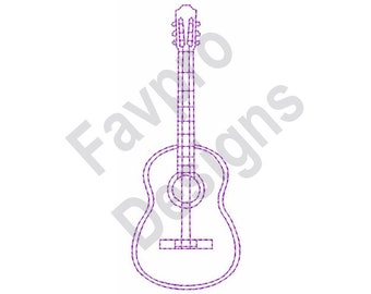 Guitar Outline - Machine Embroidery Design