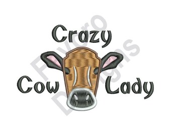 Loco señora vaca - diseño de máquina del bordado