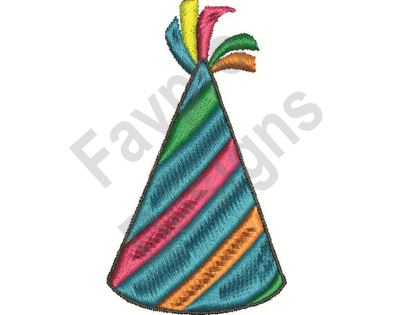 Striped Party Hat Machine Embroidery Design Etsy