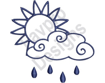 Rain Cloud Outline - Machine Embroidery Design