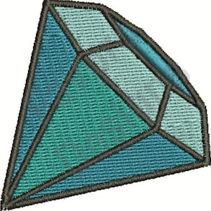 Puede incluir: Un parche en forma de diamante azul y verde con costuras negras.