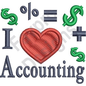 I Love Accounting Symbols - Machine Embroidery Design