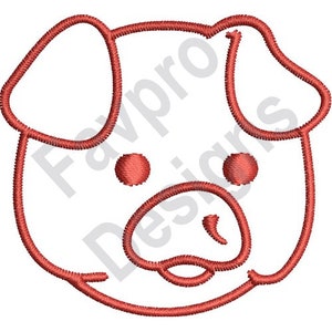 Pig Head Outline - Machine Embroidery Design