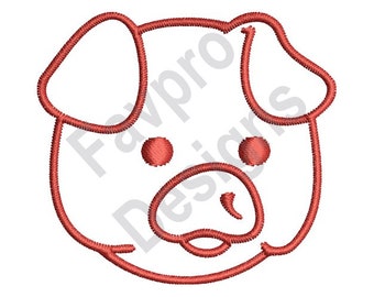 Pig Head Outline - Machine Embroidery Design