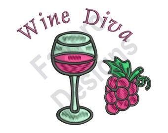 Wein Diva - Maschine Stickerei Design