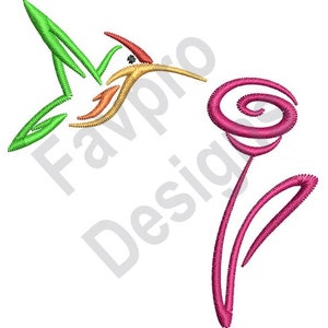 Humming Bird And Flower - Machine Embroidery Design