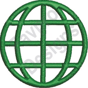 May include: A green globe icon with a grid pattern. The globe is a simple, stylized representation of the world.