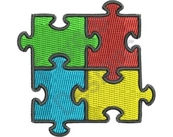 Autismus Puzzle - Maschinenstickerei