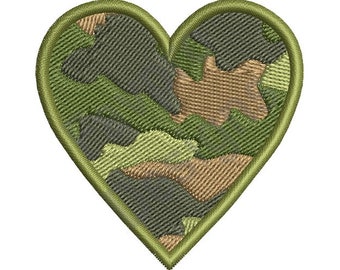 Army Camo Heart - Machine Embroidery Design
