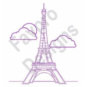 Eiffel Tower Outline - Machine Embroidery Design