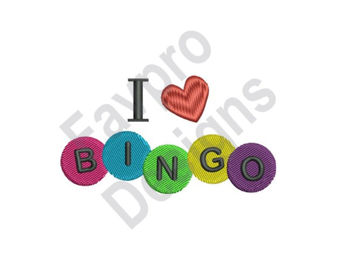 I Love Bingo Machine Embroidery Design Etsy
