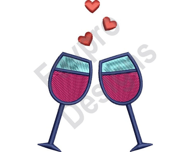 Wine Glasses Machine Embroidery Design Etsy