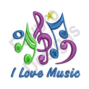 I Love Music - Machine Embroidery Design